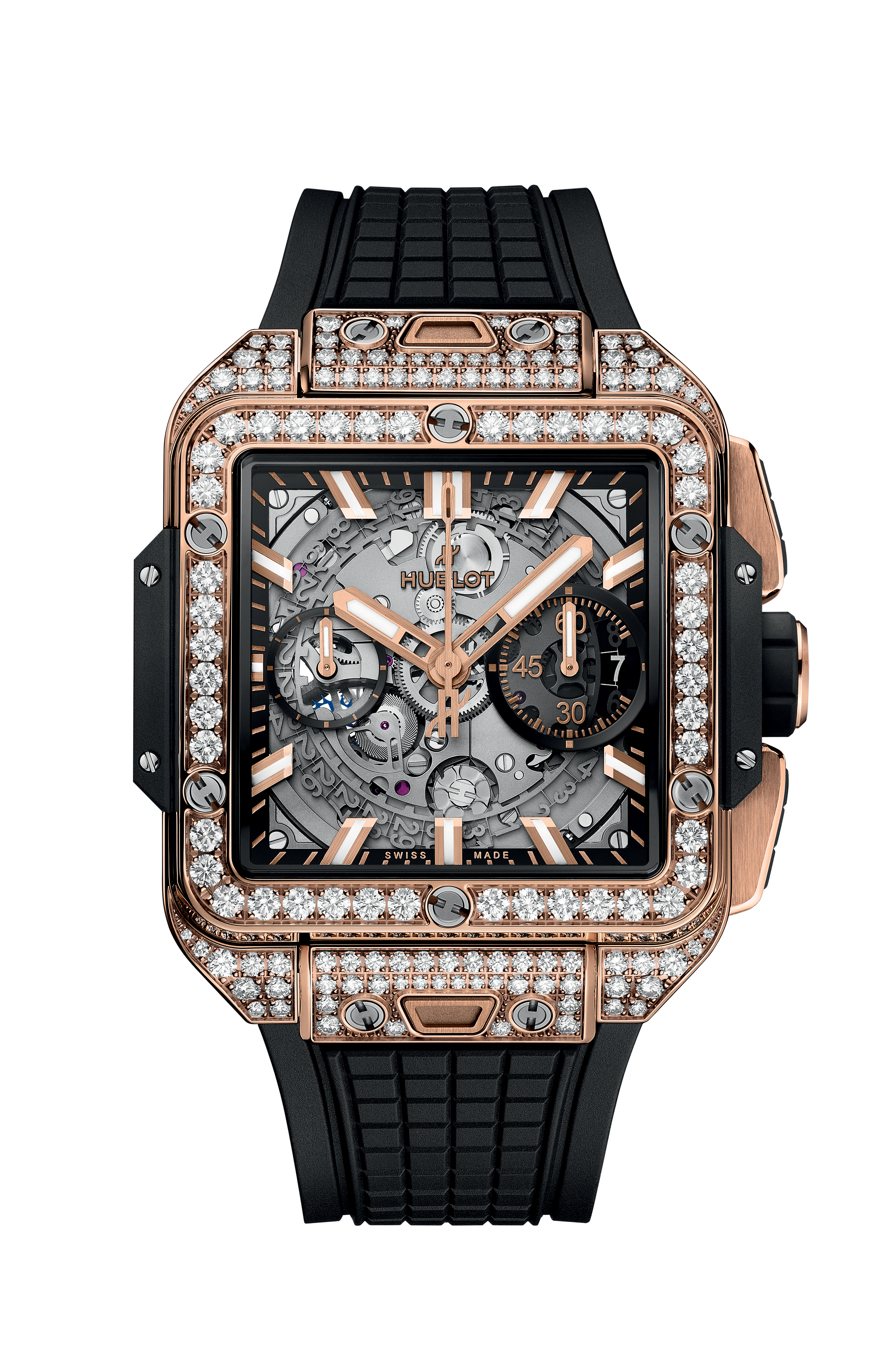 Square Bang Unico King Gold Pave 42 mm Hublot